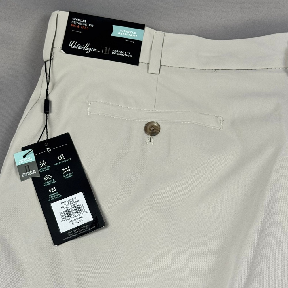 Walter‎ Hagen Mens Golf Pants 46x32 Khaki Perfect 11 Straight Fit MGA15200BT - Picture 5 of 9